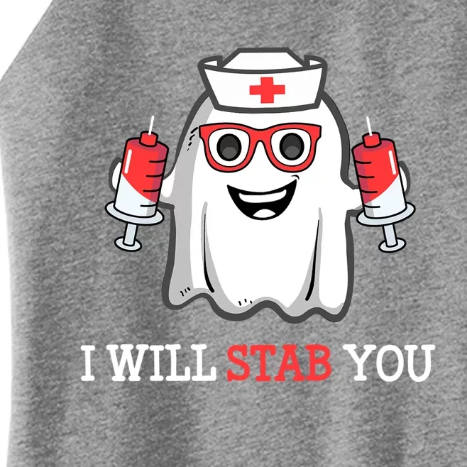 Funny Nurse Halloween I Will Stab You Costume Nurses Gift Women’s Perfect Tri Rocker Tank