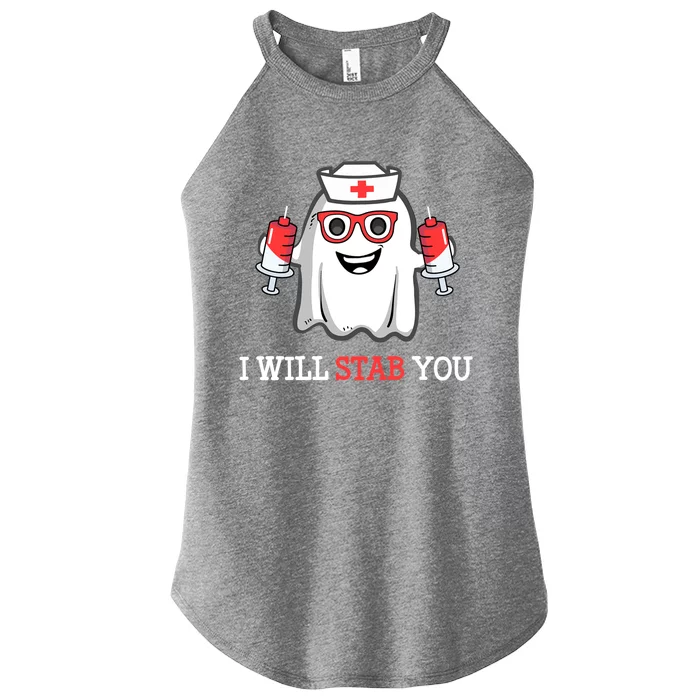 Funny Nurse Halloween I Will Stab You Costume Nurses Gift Women’s Perfect Tri Rocker Tank