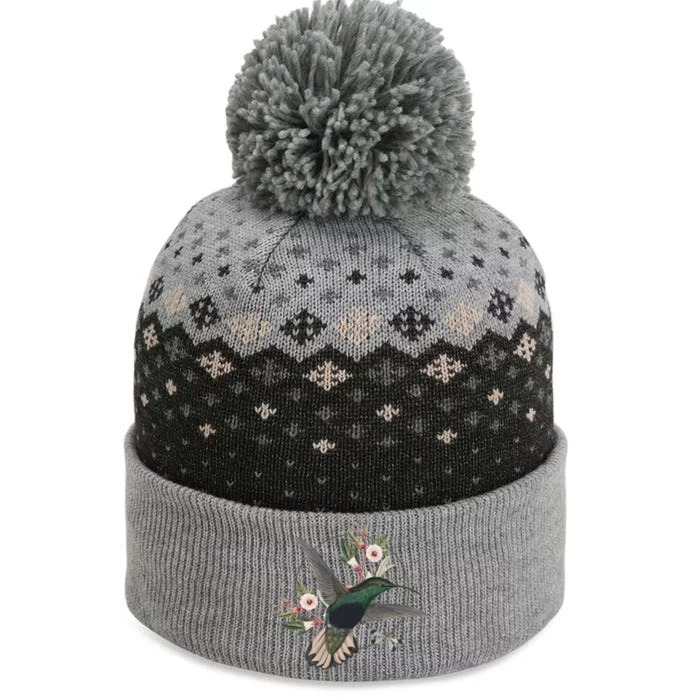 Floral Nature Hummingbird The Baniff Cuffed Pom Beanie