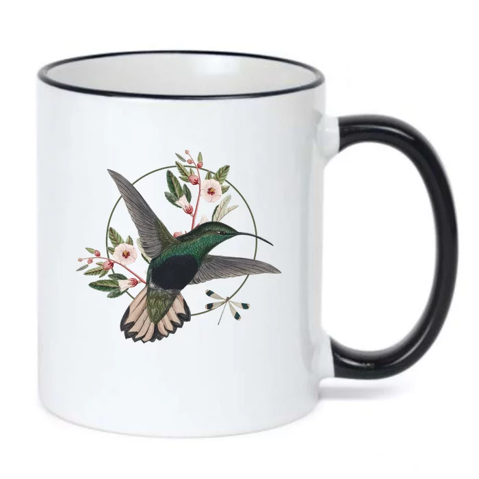 Floral Nature Hummingbird Black Color Changing Mug