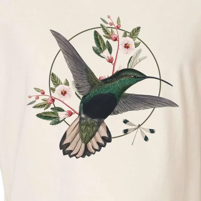 Floral Nature Hummingbird Garment-Dyed Women's Muscle Tee