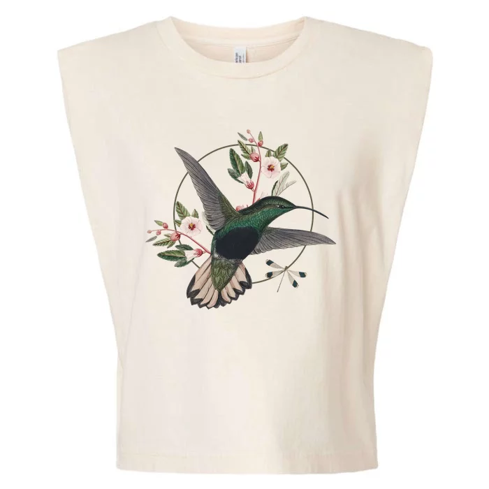 Floral Nature Hummingbird Garment-Dyed Women's Muscle Tee