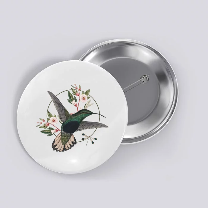 Floral Nature Hummingbird Button