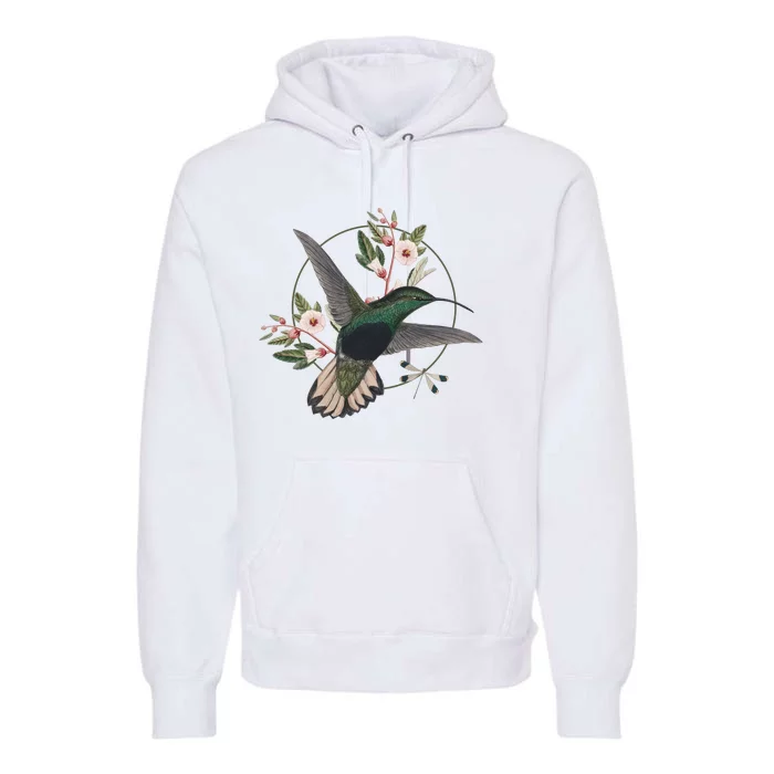 Floral Nature Hummingbird Premium Hoodie