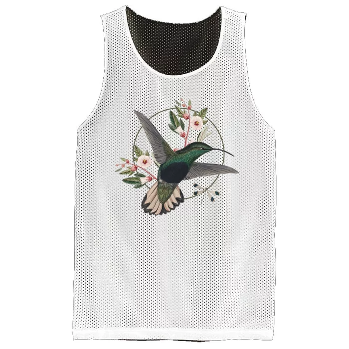 Floral Nature Hummingbird Mesh Reversible Basketball Jersey Tank