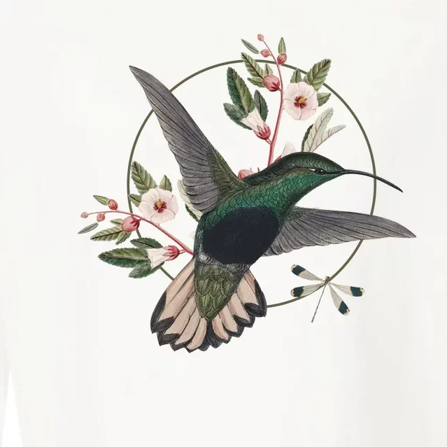 Floral Nature Hummingbird Cropped Pullover Crew