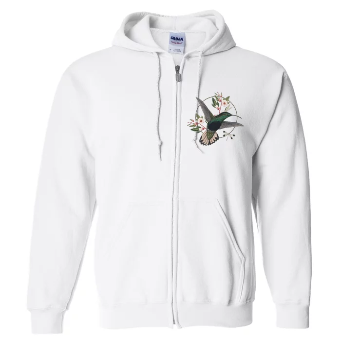 Floral Nature Hummingbird Full Zip Hoodie