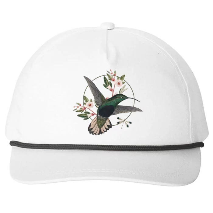 Floral Nature Hummingbird Snapback Five-Panel Rope Hat