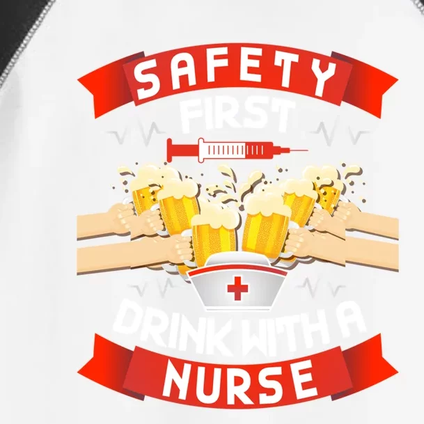 Funny Nurse Ing Lover Safety First With A Nurse Funny Gift Toddler Fine Jersey T-Shirt