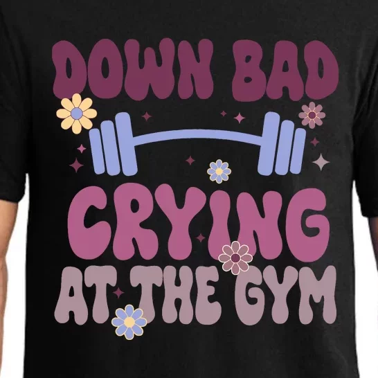 Funny Now IM Down Bad Crying At The Gym Groovy Pajama Set