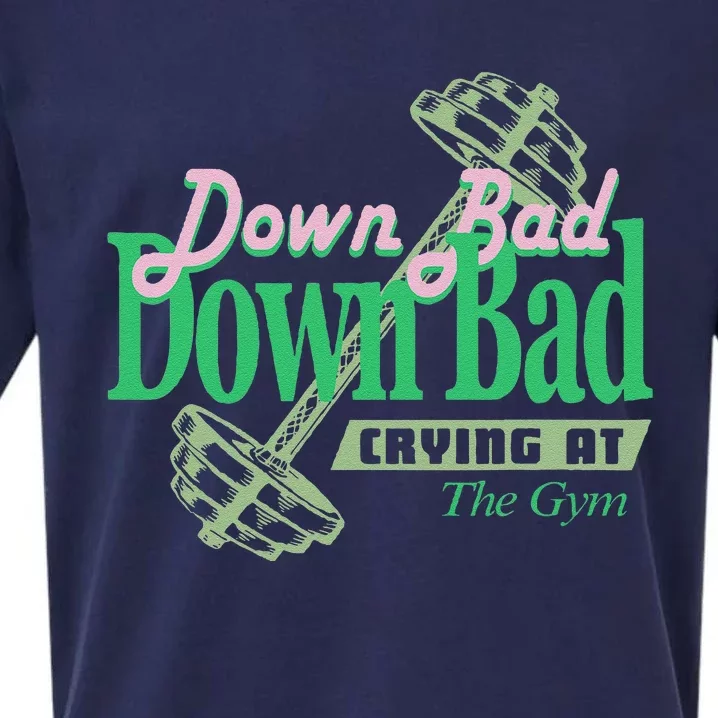 Funny Now IM Down Bad Crying At The Gym Gift Sueded Cloud Jersey T-Shirt