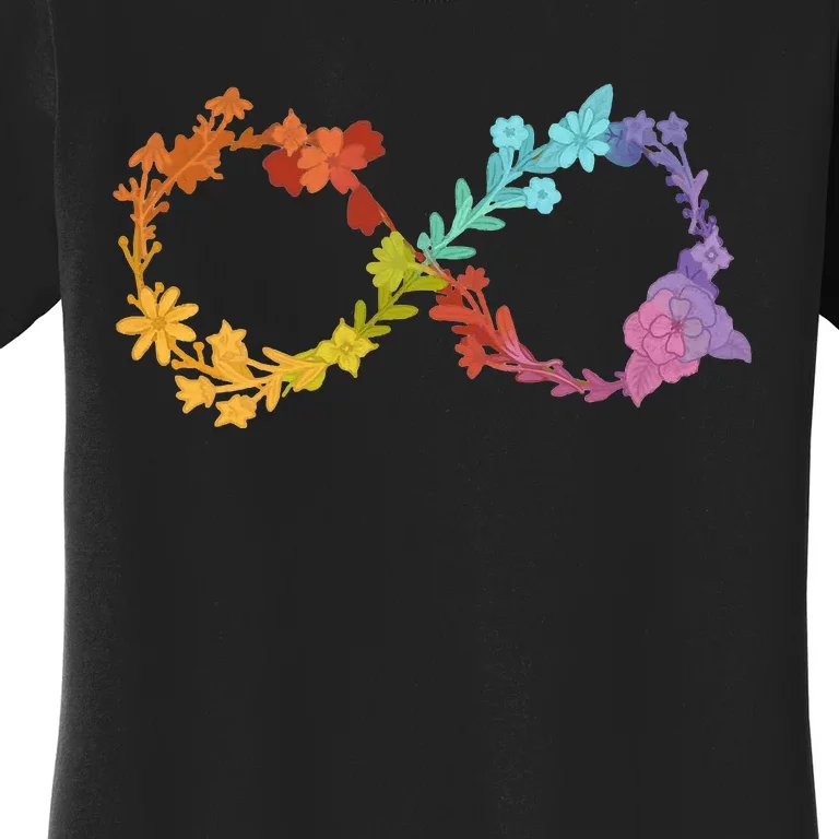 Floral Neurodiversity Infinity Symbol Autism Awareness Women's T-Shirt