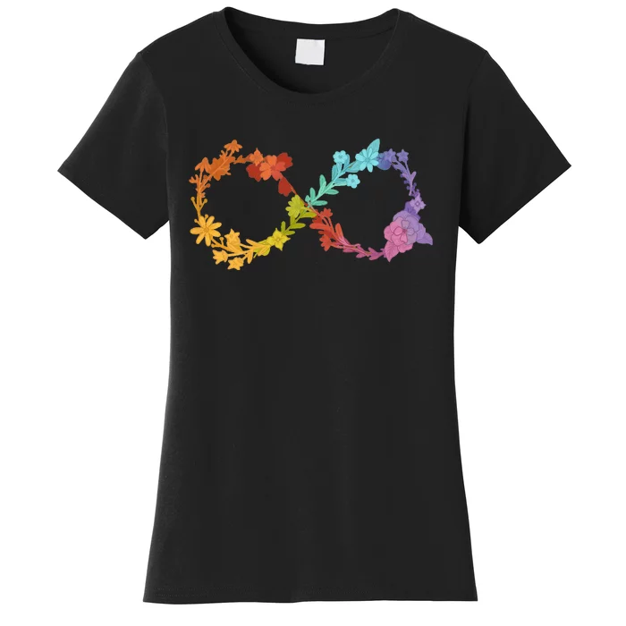 Floral Neurodiversity Infinity Symbol Autism Awareness Women's T-Shirt