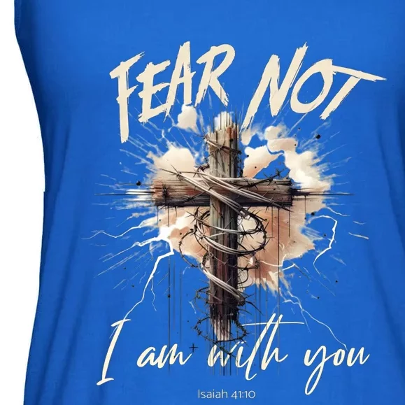 Fear Not I Am With You Christian Cross Of Jesus Punk Artwork Cute Gift Ladies Essential Flowy Tank