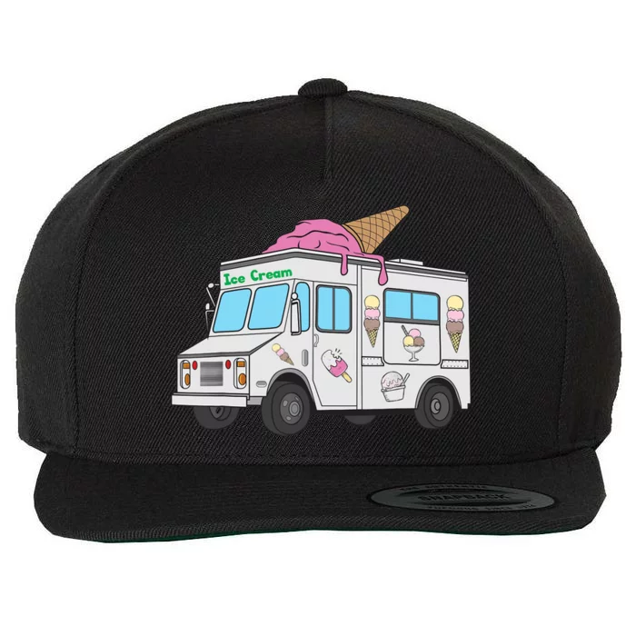 Funny Nostalgic Ice Cream Truck Summer Adventure Lover Wool Snapback Cap