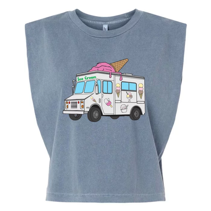 Funny Nostalgic Ice Cream Truck Summer Adventure Lover Garment-Dyed Women's Muscle Tee