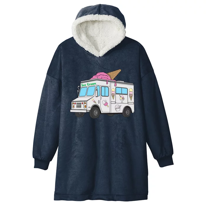 Funny Nostalgic Ice Cream Truck Summer Adventure Lover Hooded Wearable Blanket