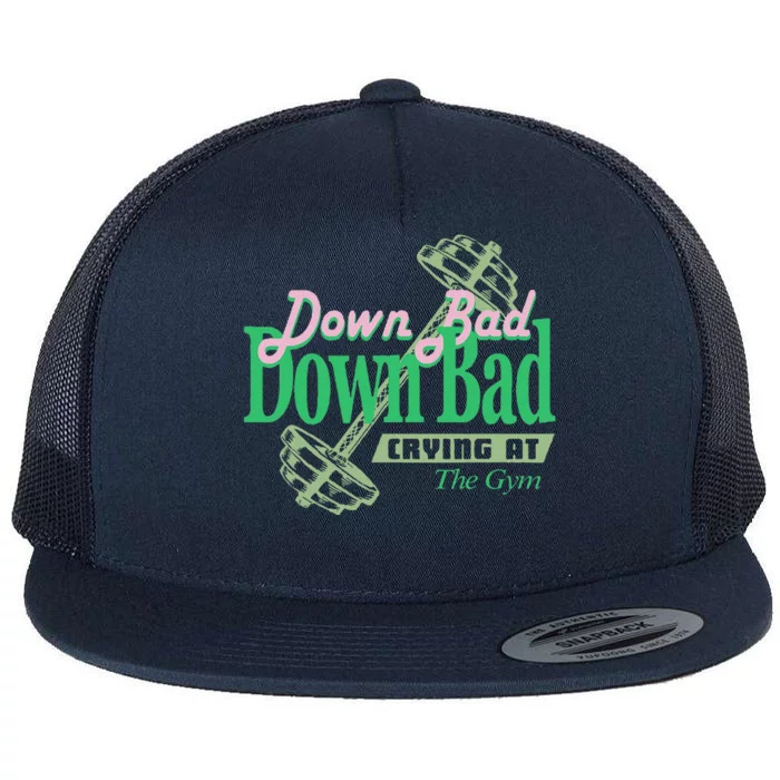 Funny Now IM Down Bad Crying At The Gym Flat Bill Trucker Hat