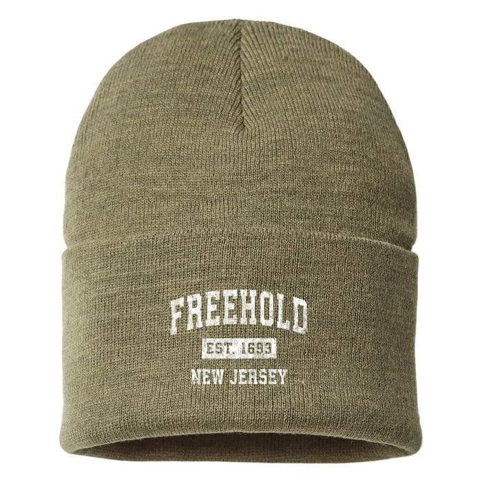 Freehold New Jersey Nj Vintage Established Sports Design Sustainable Knit Beanie