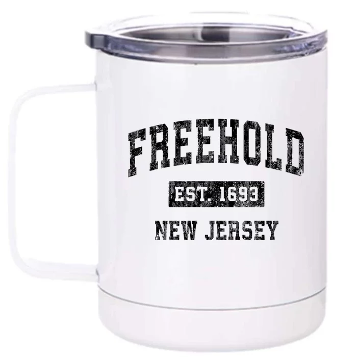 Freehold New Jersey Nj Vintage Established Sports Design Front & Back 12oz Stainless Steel Tumbler Cup