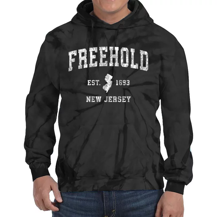 Freehold New Jersey Nj Vintage Athletic Sports Tie Dye Hoodie