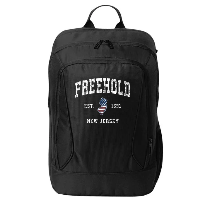 Freehold New Jersey Nj Vintage American Flag Sports Design City Backpack