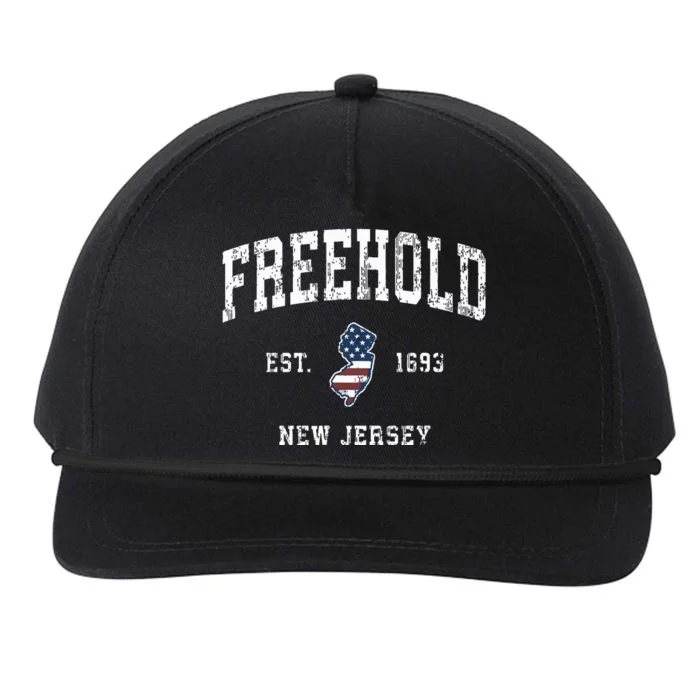 Freehold New Jersey Nj Vintage American Flag Sports Design Snapback Five-Panel Rope Hat