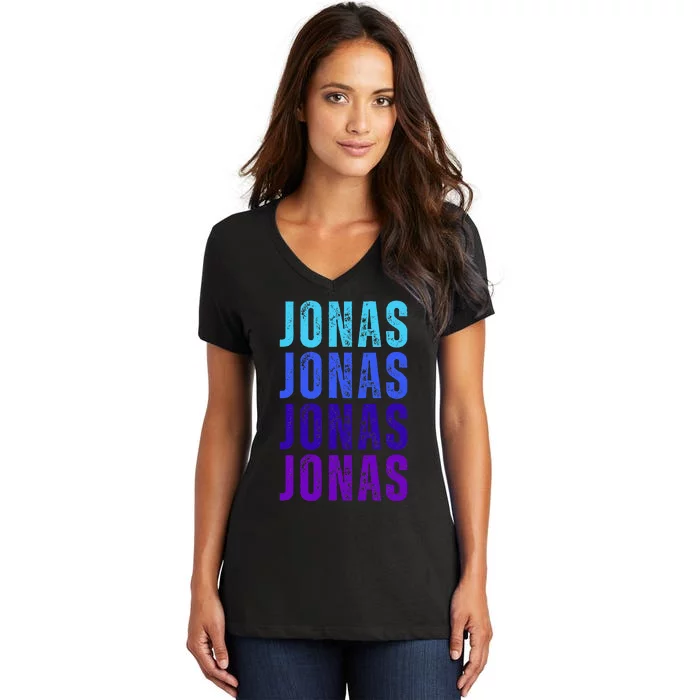 First Name Jonas I Love Jonas Women's V-Neck T-Shirt