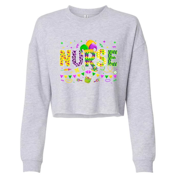 Funny Nurse Lover Mardi Gras Carnival Party Cute Gift Cropped Pullover Crew