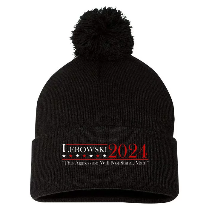 Funny Name Lebowski Political Election Vote 2024 Pom Pom 12in Knit Beanie