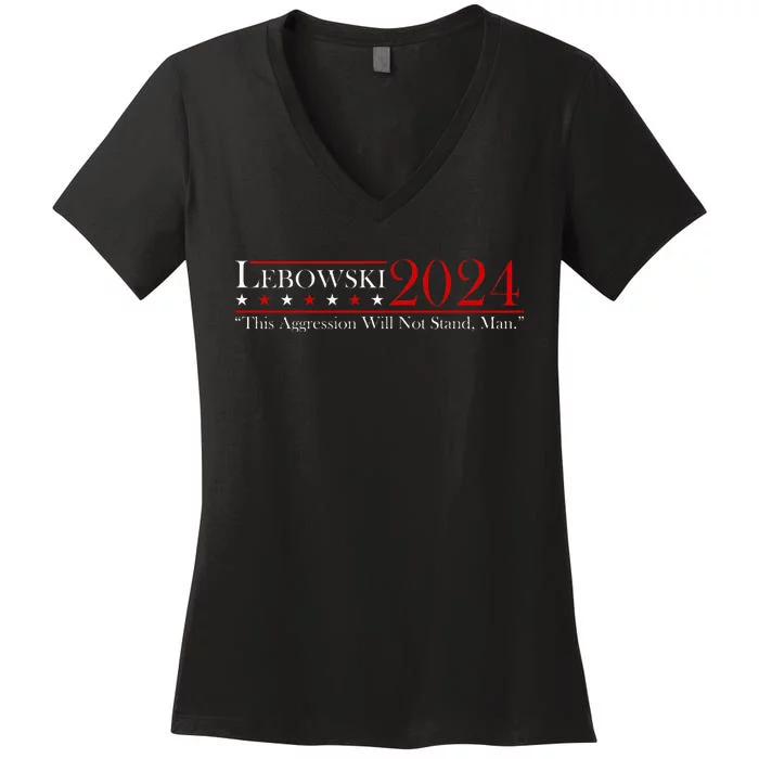 Funny Name Lebowski Political Election Vote 2024 Women's V-Neck T-Shirt