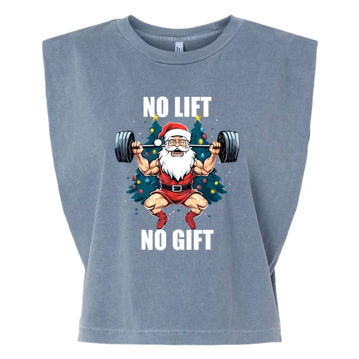 Funny No Lift No Gift Santa Claus Christmas Gym Bodybuilding Gift Garment-Dyed Women's Muscle Tee