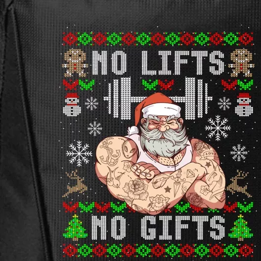 Funny No Lifts No Gifts Ugly Christmas Workout Powerlifting City Backpack