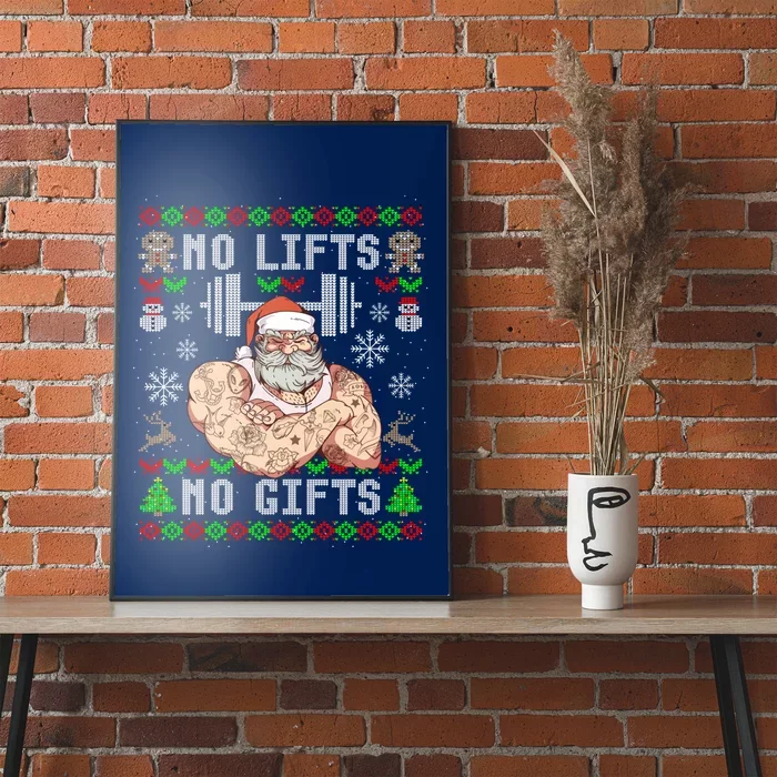 Funny No Lifts No Gifts Ugly Christmas Workout Powerlifting Poster