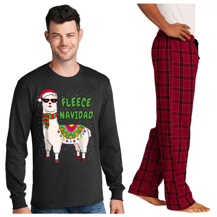 Fleece Navidad Llama Spanish Christmas Llama Long Sleeve Pajama Set