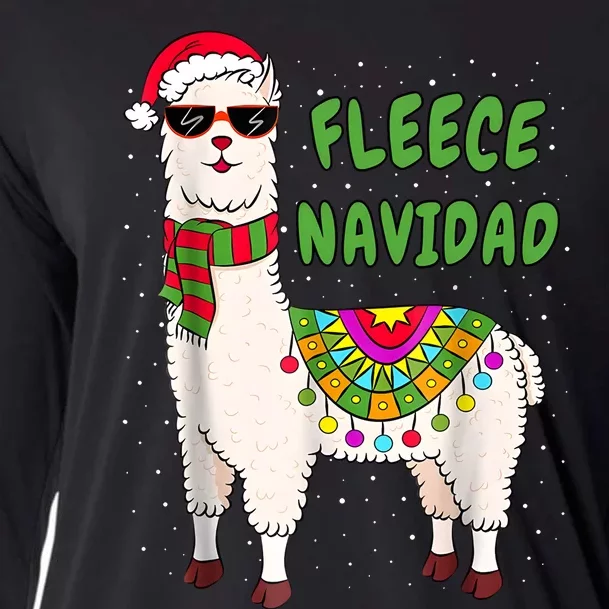 Fleece Navidad Llama Spanish Christmas Llama Cooling Performance Long Sleeve Crew