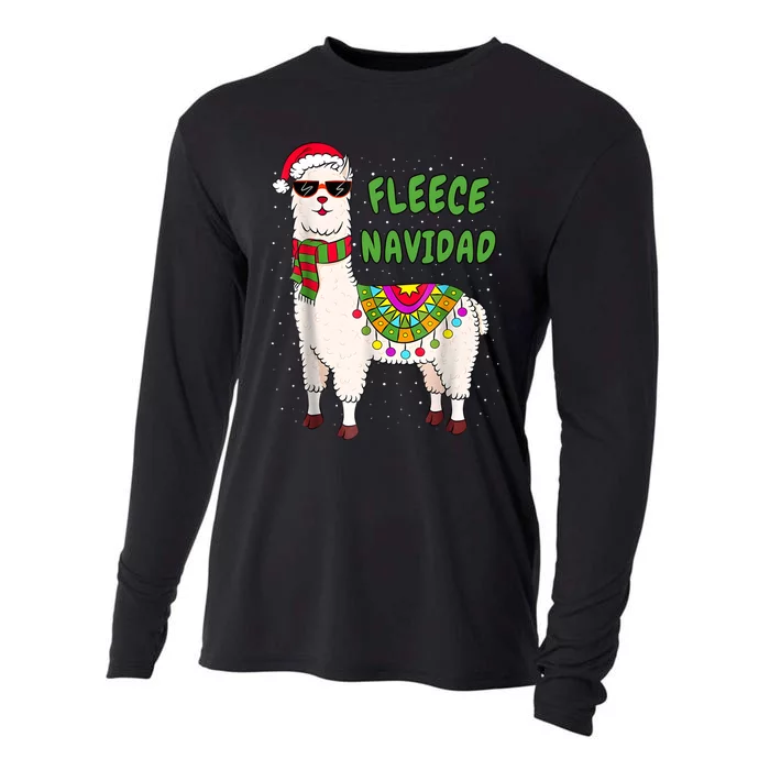 Fleece Navidad Llama Spanish Christmas Llama Cooling Performance Long Sleeve Crew