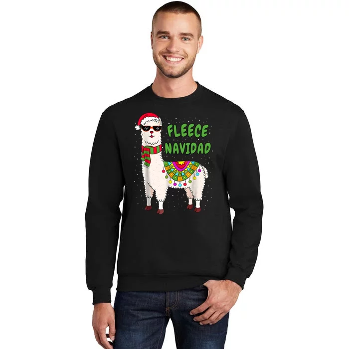 Fleece Navidad Llama Spanish Christmas Llama Tall Sweatshirt