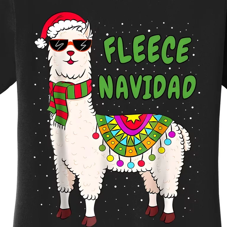 Fleece Navidad Llama Spanish Christmas Llama Women's T-Shirt