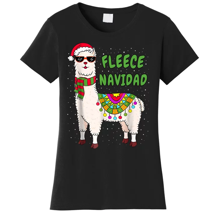 Fleece Navidad Llama Spanish Christmas Llama Women's T-Shirt