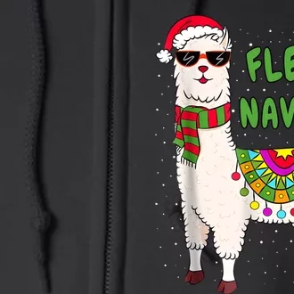 Fleece Navidad Llama Spanish Christmas Llama Full Zip Hoodie