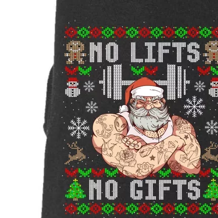 Funny No Lifts No Gifts Ugly Christmas Workout Powerlifting Doggie 3-End Fleece Hoodie