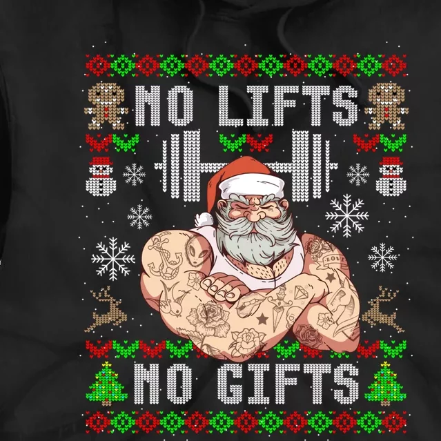 Funny No Lifts No Gifts Ugly Christmas Workout Powerlifting Tie Dye Hoodie