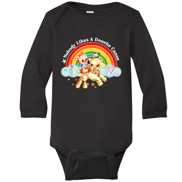 Funny Nobody Likes A Douche Canoe Baby Long Sleeve Bodysuit