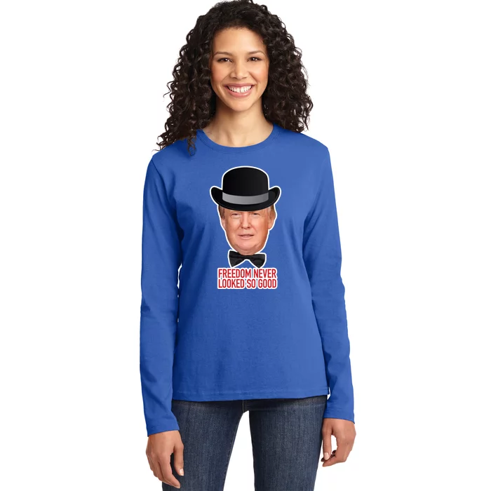 Freedom Never Looked So Good Republican Election 2024 Trump Gift Ladies Long Sleeve Shirt