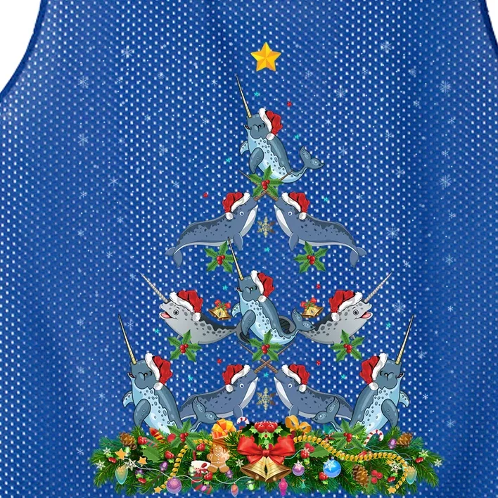 Funny Narwhal Lover Xmas Santa Narwhal Christmas Tree Meaningful Gift Mesh Reversible Basketball Jersey Tank