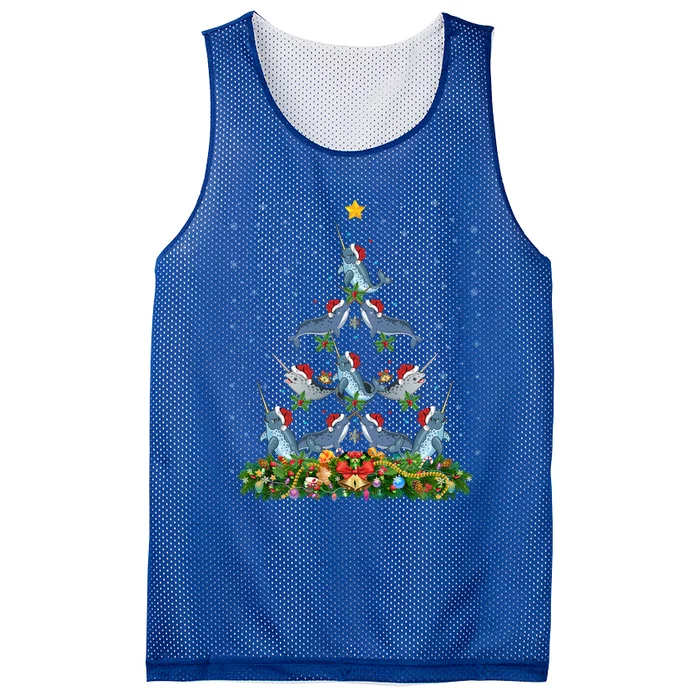 Funny Narwhal Lover Xmas Santa Narwhal Christmas Tree Meaningful Gift Mesh Reversible Basketball Jersey Tank