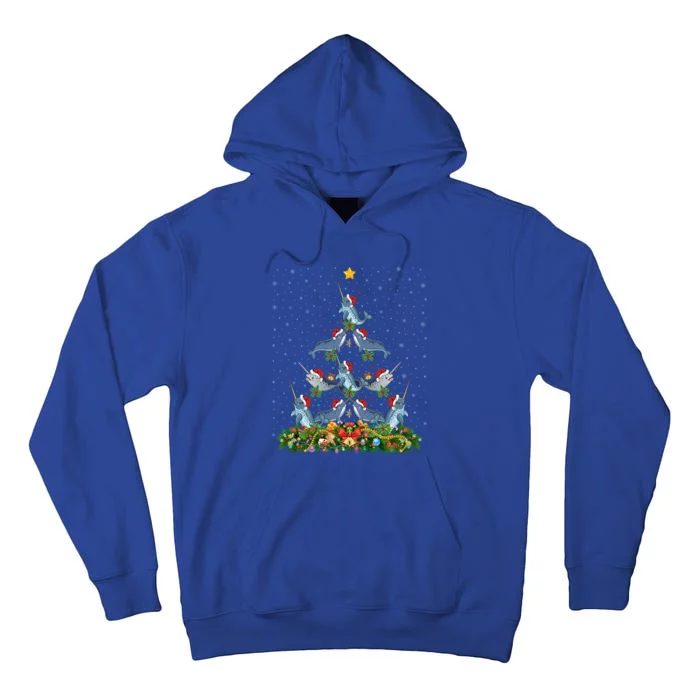 Funny Narwhal Lover Xmas Santa Narwhal Christmas Tree Meaningful Gift Tall Hoodie