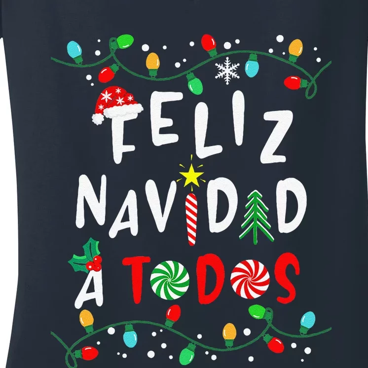 Feliz NavidadFunny Mexican Christmas In Spanish Gift Women's V-Neck T-Shirt