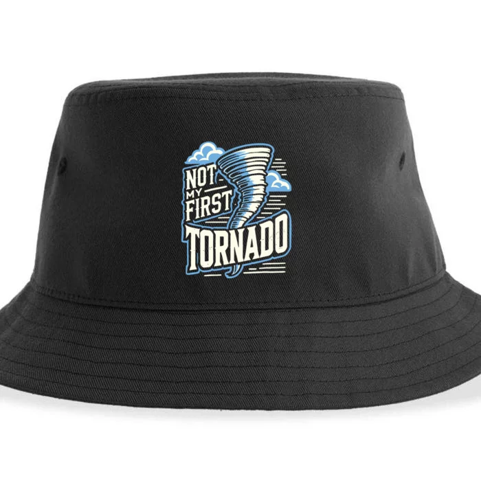 Funny Not My First Tornado Retro Storm Chaser Sustainable Bucket Hat